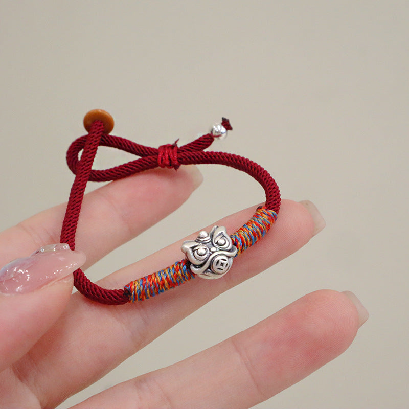 Red String-Sterling Silver Lion & Pixiu