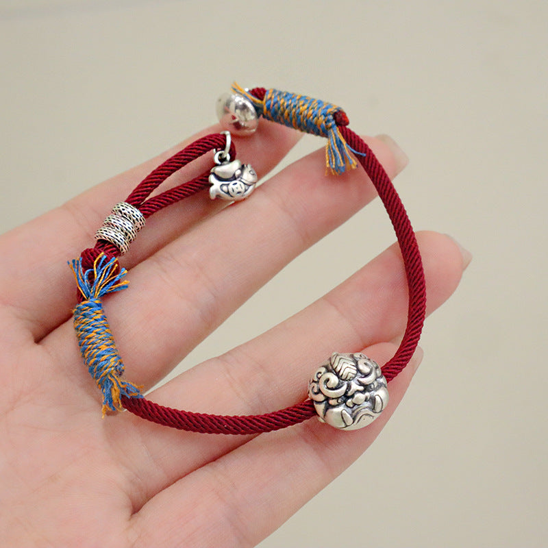 Red String-Sterling Silver Lion & Pixiu