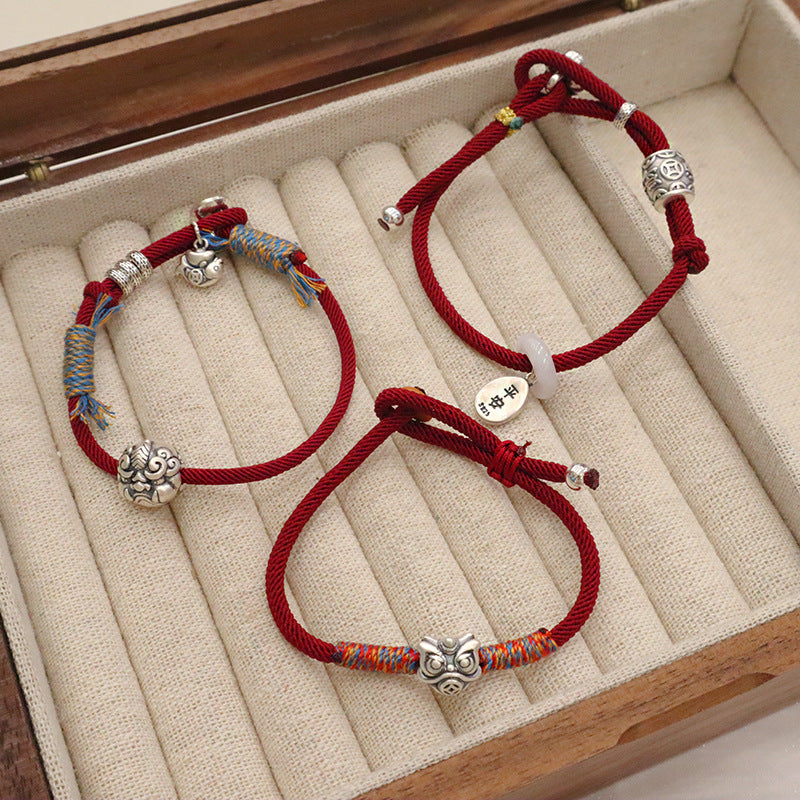 Red String-Sterling Silver Lion & Pixiu