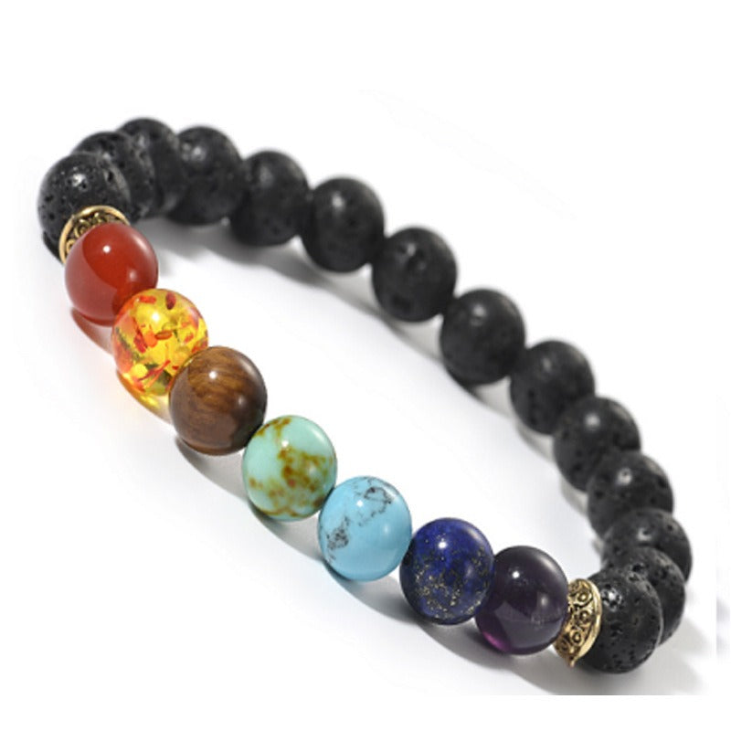 7 Chakra Jewelry-Colored Lava Stones