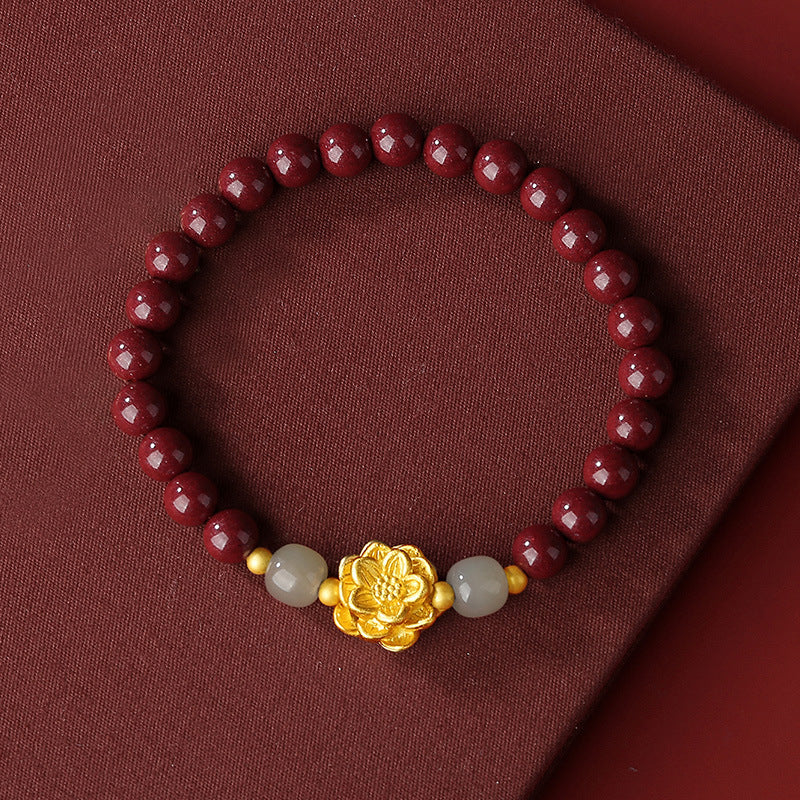 Lotus-Gilded Lotus Cinnabar Jade