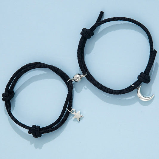 Magnetic Bracelets-Star and Moon Couple Handmade Adjustable Couple Bracelets