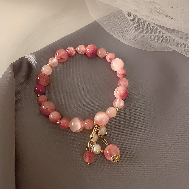 Feng Shui -Pink Quartz & White Crystal Bracelets