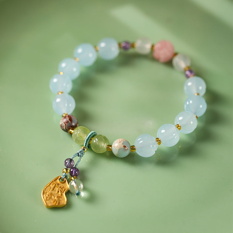 Lotus-Crystal Fluorite Healing Energy Bead Bracelet